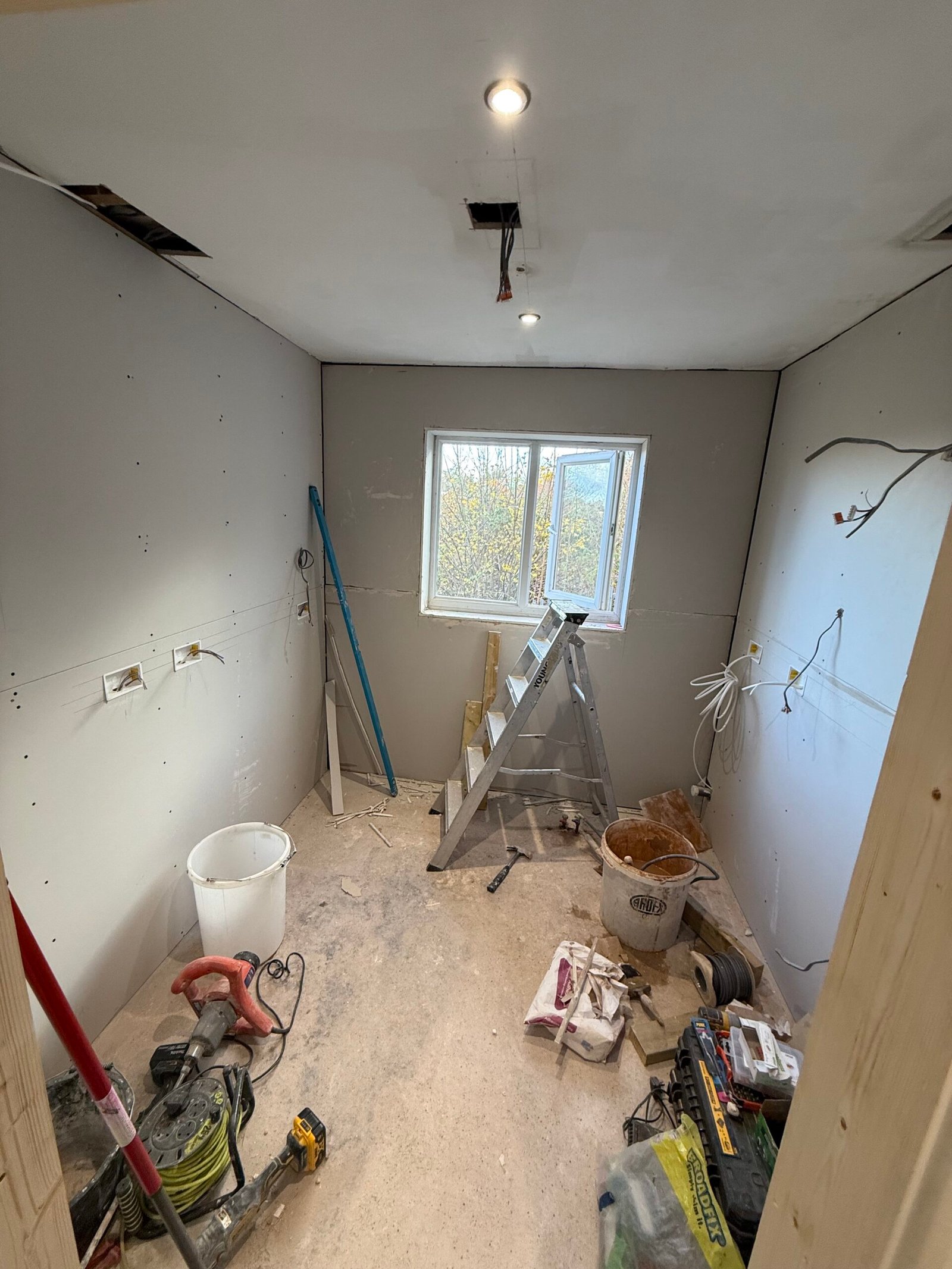 New walls, electrics and plumbing 